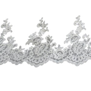 Elfenbein floral Spitze trim nähen auf Braut Hochzeit bestickt Tüll Kleid trimmen