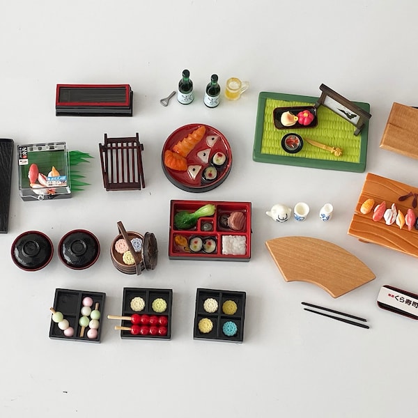 Craftuneed 1:6 miniature dollhouse mini assorted sushi food and drink plate box props for doll