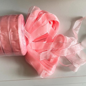 Craftuneed Bundle 500 Meter Rosa Organzaband Hochwertige 5 Rollen Borte zum Basteln Geschenkverpackung Hochzeitsdeko