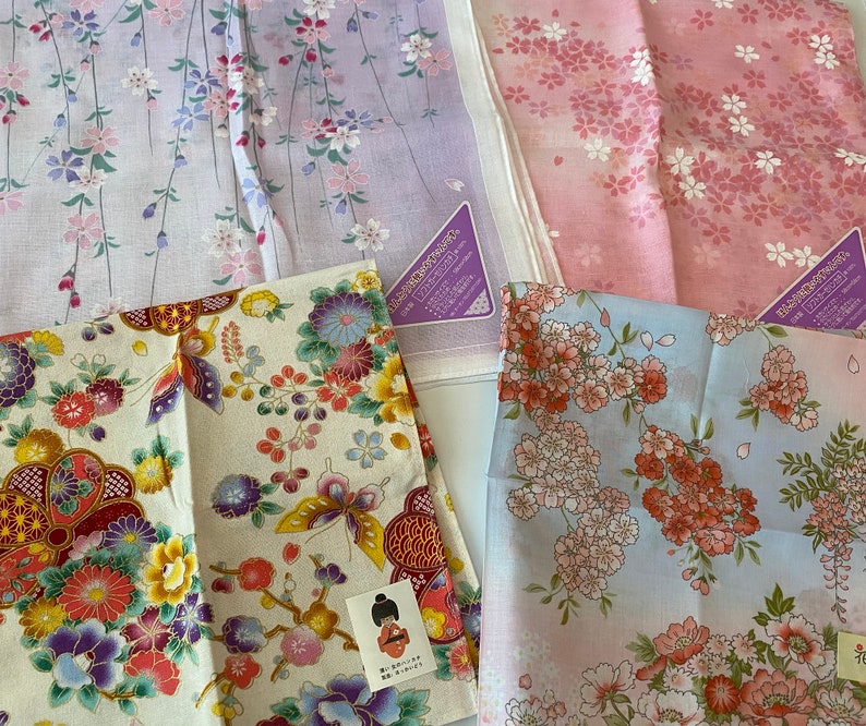 Craftuneed Premium 100% cotton Japanese flower print handkerchief Ladies Hankies multi size available Perfect gift image 2