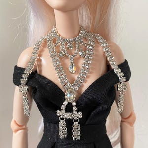 Craftuneed 1:6 miniature handmade doll Marie Antoinette Inspired Rhinestone Silver Necklace jewellery
