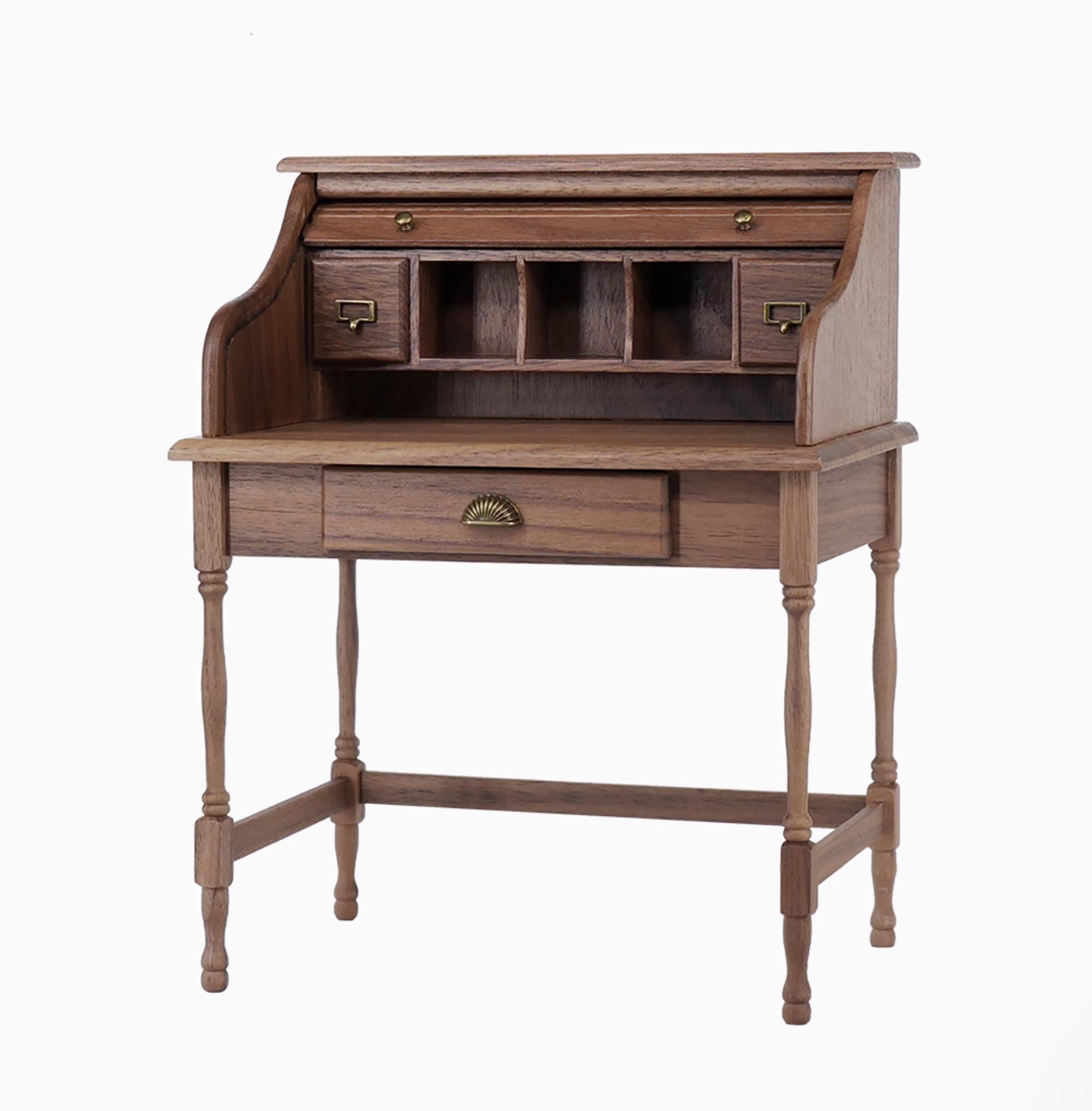 Handmade 1:6 Scale Dollhouse Roll Top Desk, Miniature Wooden