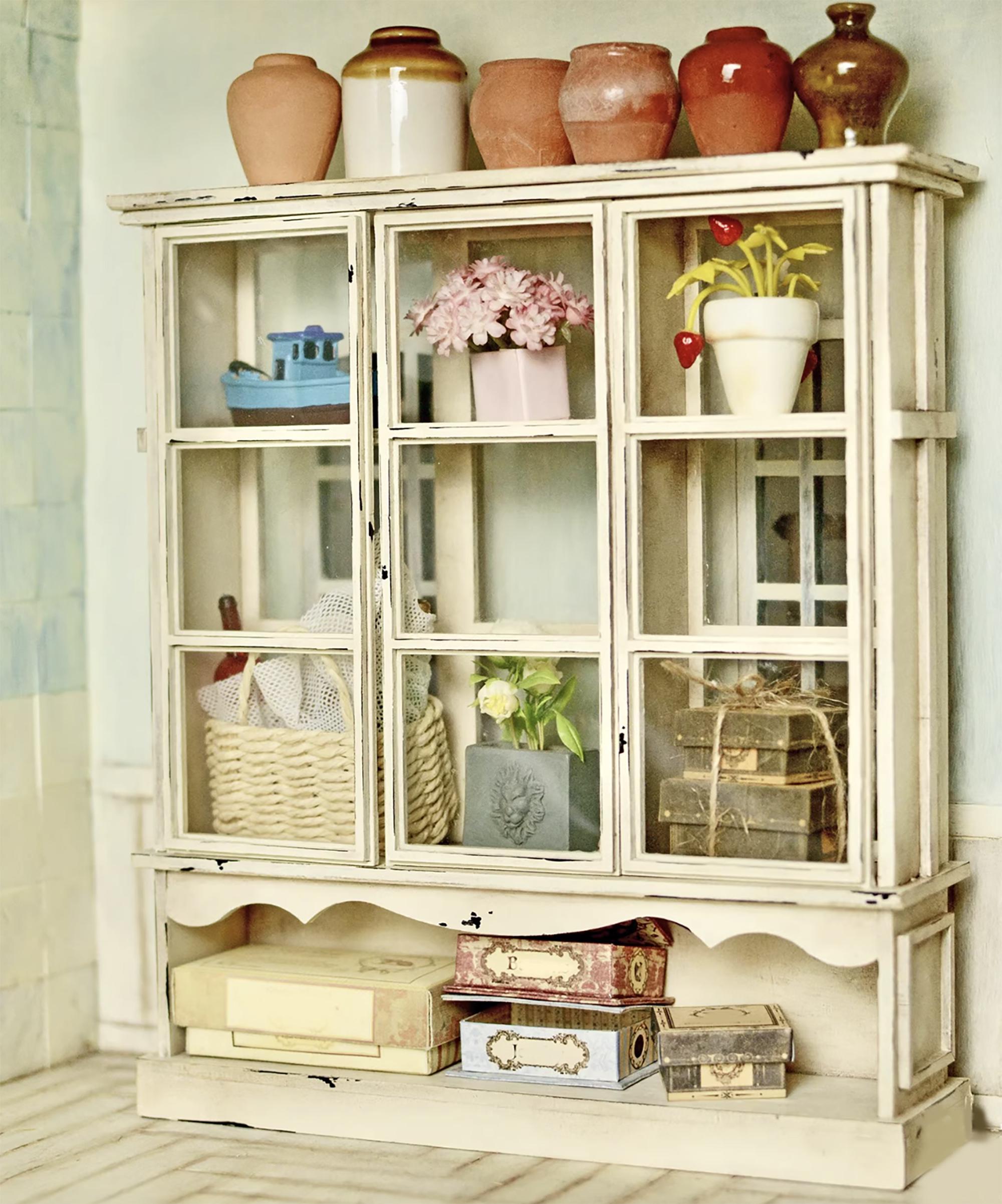 Unassembled Display Unit Vintage Style Dollhouse Display Cabinet DIY Kit – 1/6 & 1/12 Scale ...