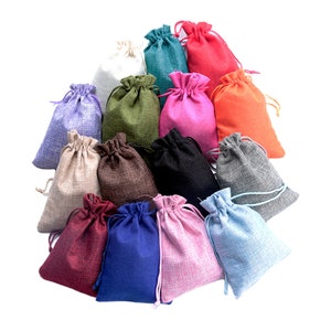 Craftuneed 10pcs X natural linen bags wedding candy gift bags jewellery pouch bag 11.5cm X 8.5cm handmade
