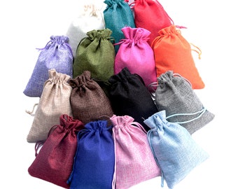 10pcs Natural Linen Favor Bags: Wedding, Jewelry, Gift Pouches (11.5cm x 8.5cm)