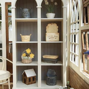 1: 6 Puppenhaus gewölbten Holzschrank mit Schubladen Miniatur Cottage Puppenhaus Display Regal Möbel für Puppen handgefertigt