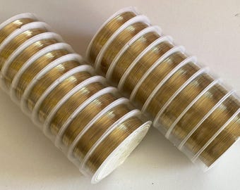 Paquete de 20 bobinas de alambre chapado en oro para manualidades con cuentas de joyería de 0,3 mm, 340 metros en total