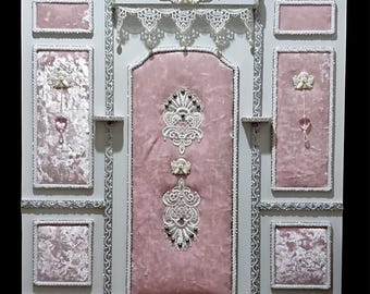 Handmade Miniature Background Board PVC Lace Wall Panel Dollhouse Backdrop 1/6 1/4 Scale
