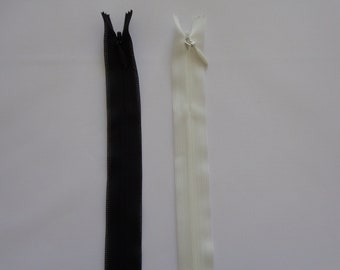 Une fermeture éclair YKK noire ou ivoire invisible à bout fermé pour coudre une robe de mariée / soirée Par zip Combiné P & P