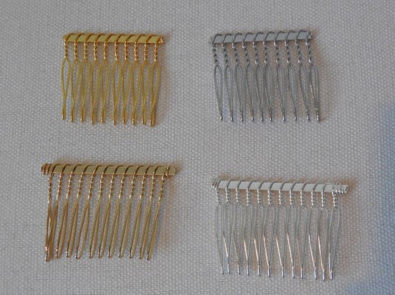 2 Pieces Of Silver Or Gold Small Hair Combs Diy Bridal Wedding Etsy