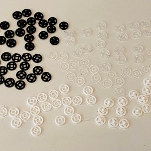 Craftuneed job lot 60 sets mini plastic press stud snap fastener for doll clothes making 7mm diameter black and white