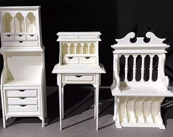 1:6 Handmade Miniature French Vintage Style Dollhouse Furniture Table Chair