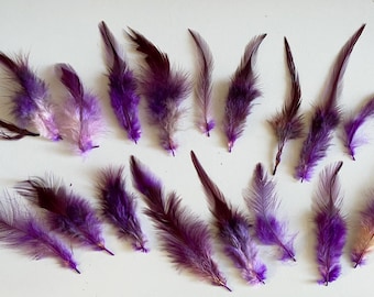 Lilac Purple Feathers: Tapered Pointed Tips, Fluffy Down - 18pcs