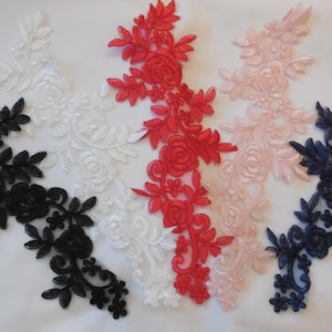 Craftuneed Large piece of bridal wedding floral lace applique sew on dress sewing lace motif patch Various colours Per piece