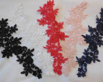 Craftuneed Large piece of bridal wedding floral lace applique sew on dress sewing lace motif patch Various colours Per piece