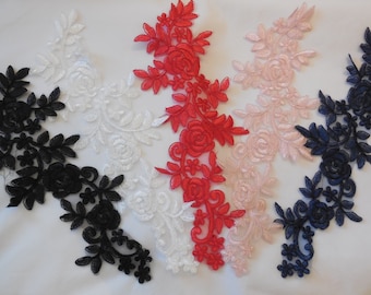 Floral Lace Applique: Bridal Dress Sewing Motif Patch (36.5cm X 11cm)