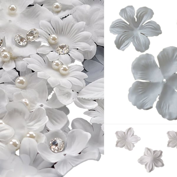 Craftuneed Job lot or 10 pieces ivory fabric flower petals bridal floral petals hand craft kit