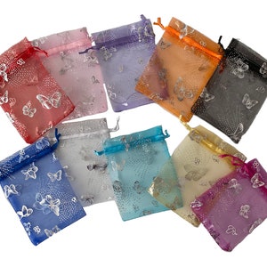 10 X luxury butterfly organza bags wedding party gift candy organza bags white Pouch bag small size