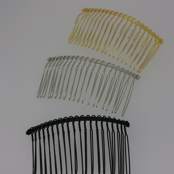 Craftuneed 6 pieces black or silver or gold colour hair combs craft making blank hair comb finding accessory diy