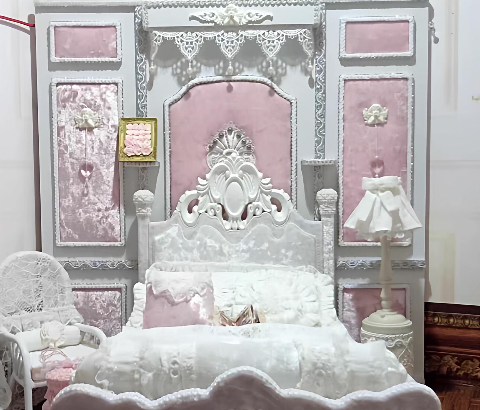 Handmade Miniature Background Board PVC Lace Wall Panel Dollhouse ...