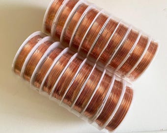 Paquete de 20 carretes de alambre chapado en cobre para joyería, abalorios, 0,6 mm, 100 metros en total