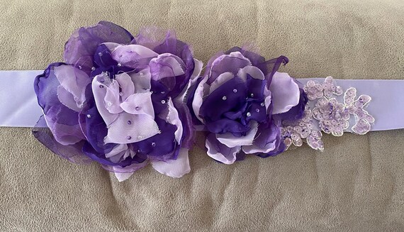purple wedding dress sash Extra Long Lilac Satin Sash Belt by Satin Swank