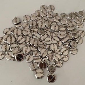 Craftuneed Bundle lot 116pcs circle silver brooch back pin badge fastener bar findings 2cm diameter