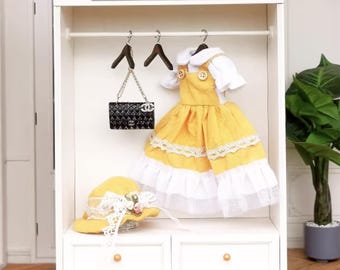 ミニチュアドール用洋服ワードローブ：1/6スケールドールハウス家具