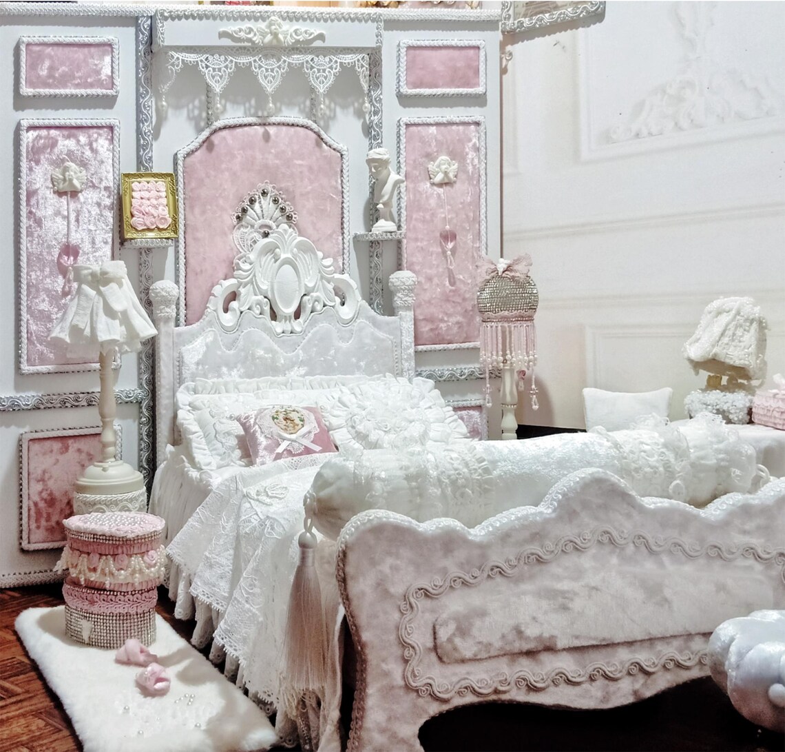 Handmade Miniature Background Board PVC Lace Wall Panel Dollhouse ...
