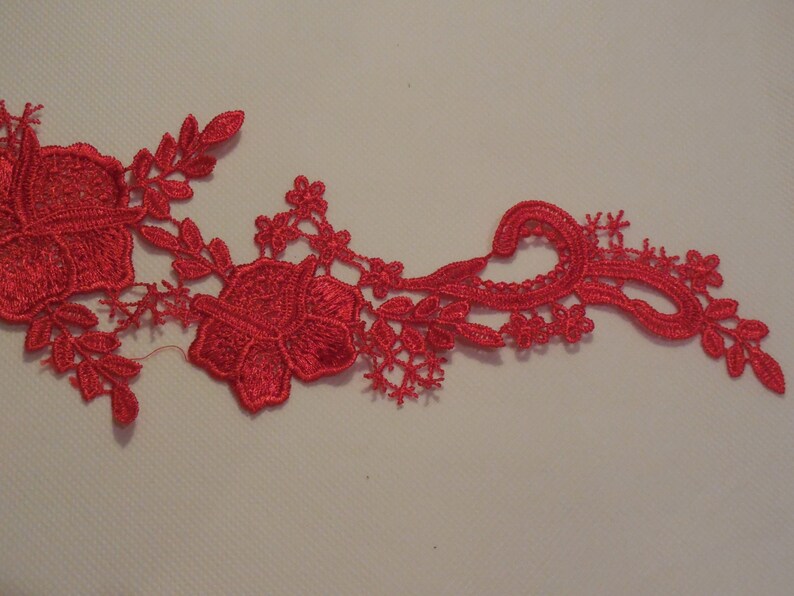 A Red Floral Lace Applique / Decorative Sewing Red Lace Motif Etsy UK
