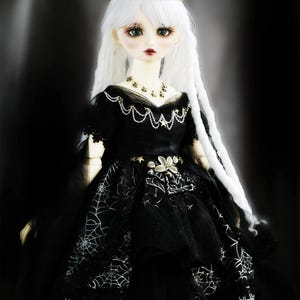 Vestito da regina gotica con corona per bambola Craftuneed, costume da strega con ragnatela nera per Halloween, per bambole in scala 1/6, 1/4, 1/3.