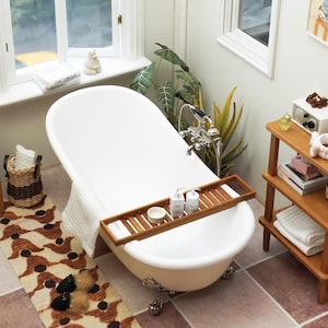 Craftuneed 1: 6 Miniatur Vintage Clawfüßen Badewanne und freistehender Wasserhahn Puppenhaus Badezimmer Badmöbel für Modepuppen