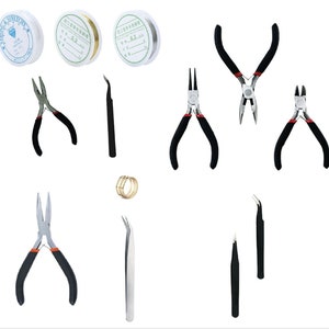 Job lot jewellery making necklace repair tools set beading craft wire pliers kit DIY