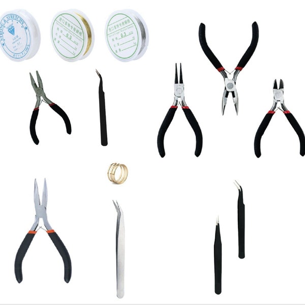 Lot d'outils de réparation de collier pour fabrication de bijoux, kit de pinces à fil pour perles artisanales, bricolage