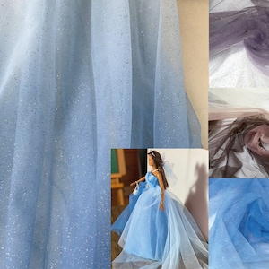 sparkle glitter gradient purple or chocolate brown or blue soft tulle fabric polyester tulle fabric for dress making Per 0.5Meter