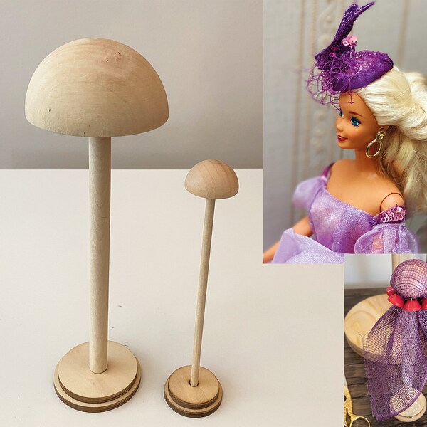 Craftuneed 1:6 miniature dollhouse handmade wood hat block stand doll wigs display props