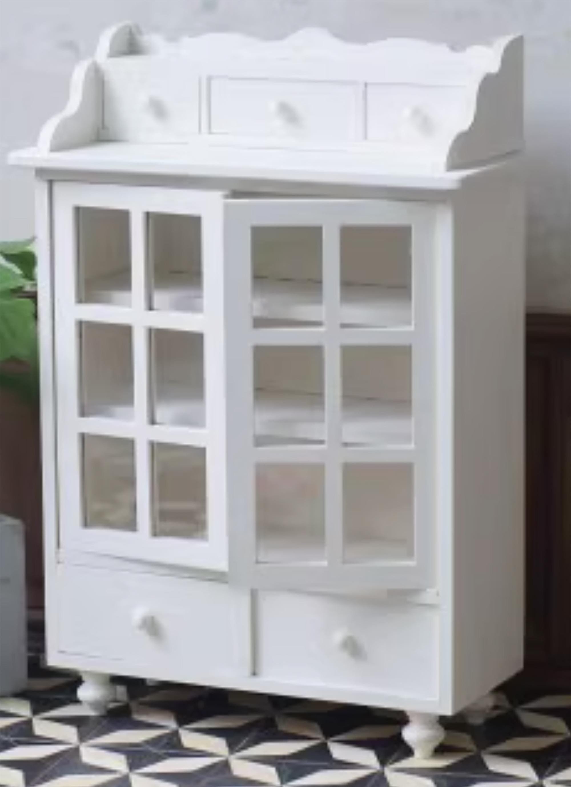 1:6スケールのミニチュアサイドボードキャビネット、玄関ハッチ、椅子 