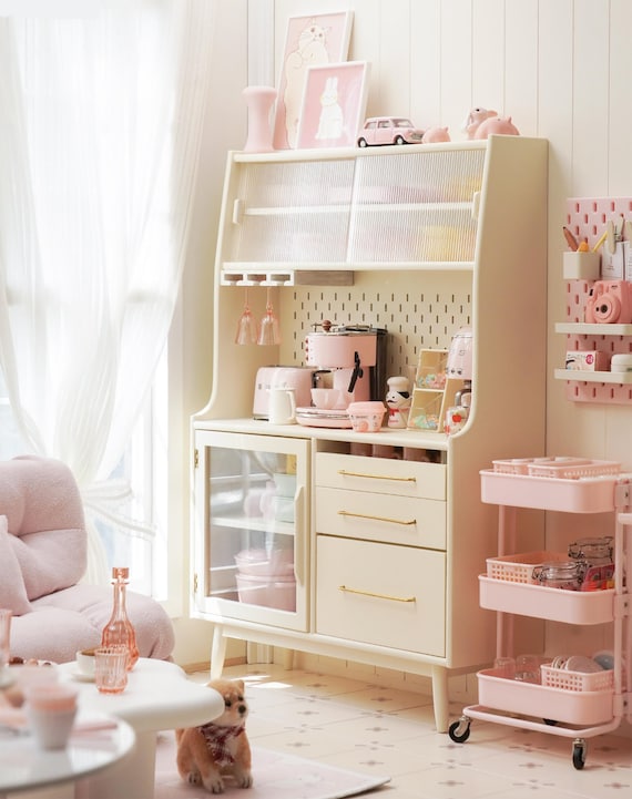 1:6スケール ドールハウス モダン 木製 サイドボード キャビネット 扉