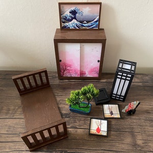 Craftuneed Handarbeit 1:6 Japanische Puppenmöbel Schrank Tisch Laterne Bonsai Miniatur Puppenhaus Requisiten