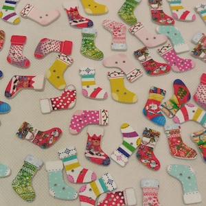 10pieces Christmas Boots Wood sew on Children clothes buttons sewing DIY Per 10 pieces Combined P&P