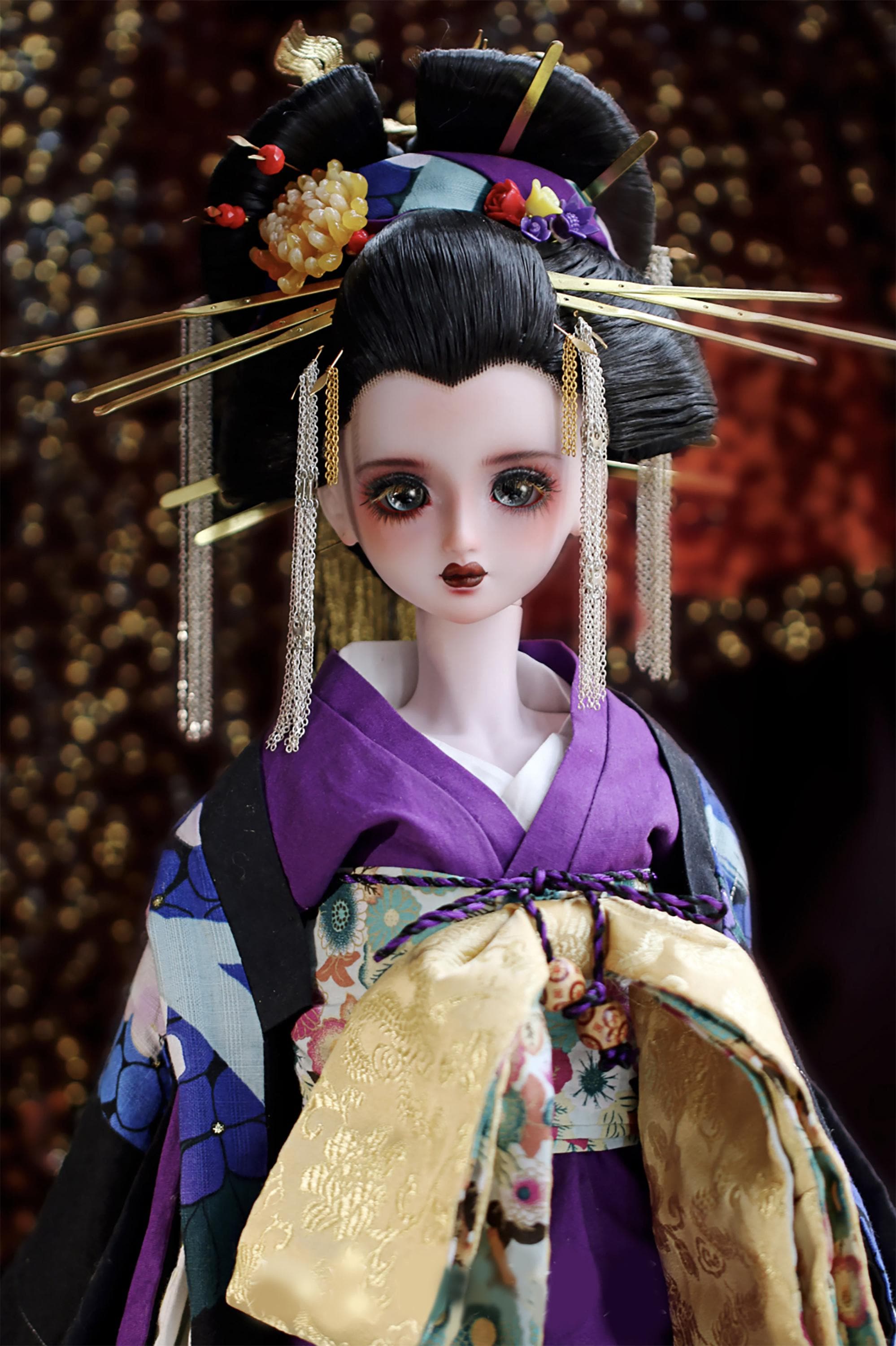 Handmade Oiran Kimono Doll Outfit Set Japanese Style 1/4 1/3 Scale