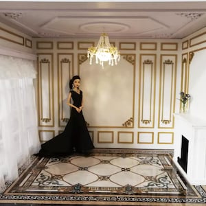Craftuneed 1:6 Scale Miniature Doll Faux Crystal chandelier Dollhouse Hanging Ceiling Lighting props