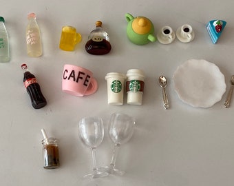 Craftuneed handmade miniature dollhouse mini assorted food and drink accessory props for doll