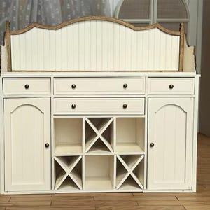 Craftuneed 1:6 Scale Dollhouse Vintage Style Sideboard Cabinet Miniature Doll Dining Room Storage Wooden Furniture Handmade