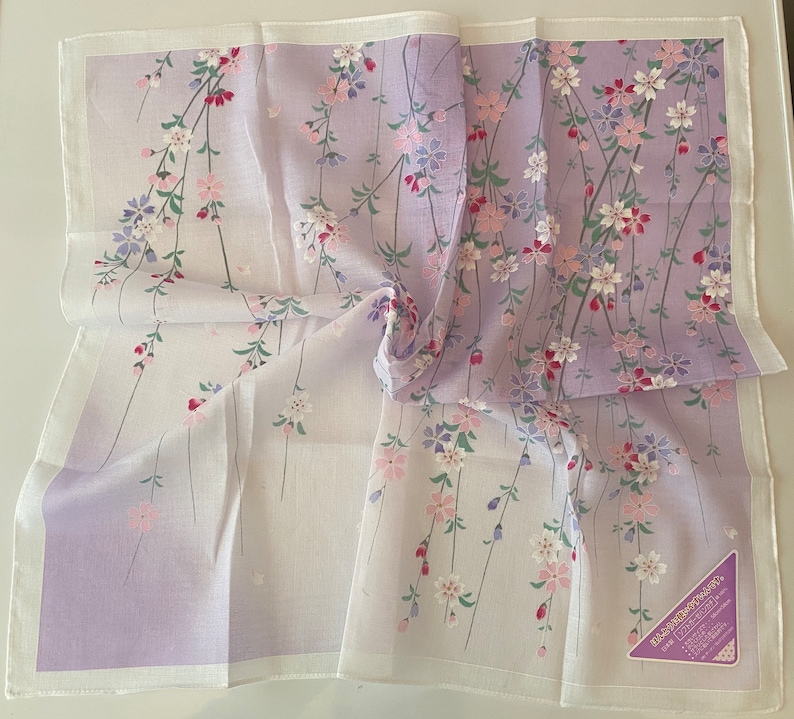Craftuneed Premium 100% cotton Japanese flower print handkerchief Ladies Hankies multi size available Perfect gift 02 - 57X57cm cm