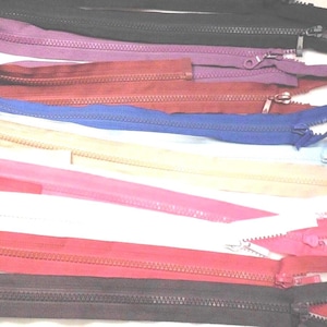 Chunky Open Ended zip plastic teeth choice of 12 colours in 70cm zipper length Per zip Combined P&P