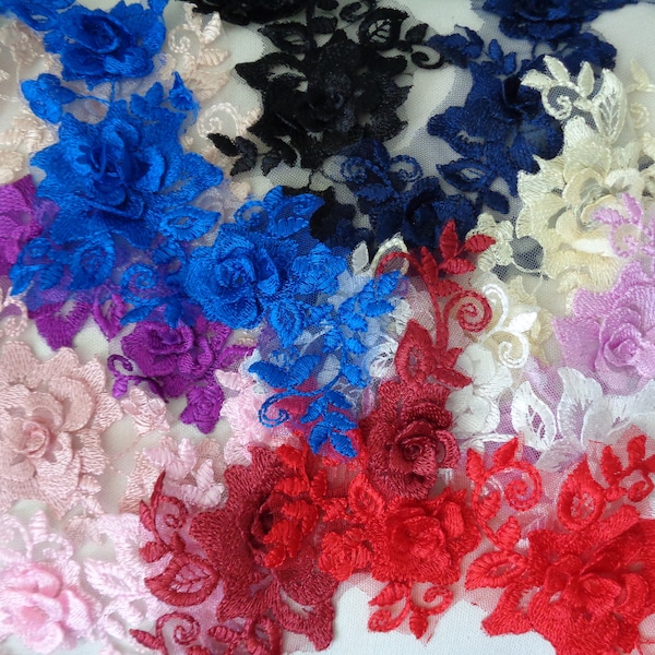 Appliques double épaisseur en dentelle florale Craftuneed à coudre sur un patch motif dentelle en tulle floral de différentes couleurs par pièce