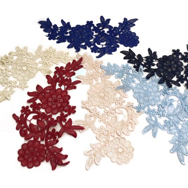 Craftuneed floral cotton lace applique sew on dress sewing flower lace motif patch Various colours Per piece