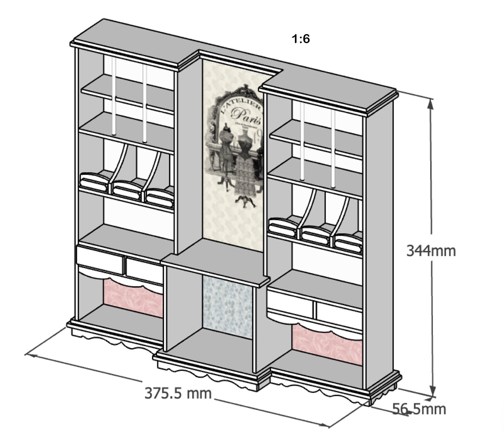 Unassembled Display Unit DIY Miniature Display Cabinet Kit – 1/6 & 1/12 Scale Dollhouse ...