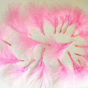 Craftuneed Bundle 18pcs Baby Pink Fluffy Craft Feathers Ideal for Millinery Costume Doll Making DIY Projects